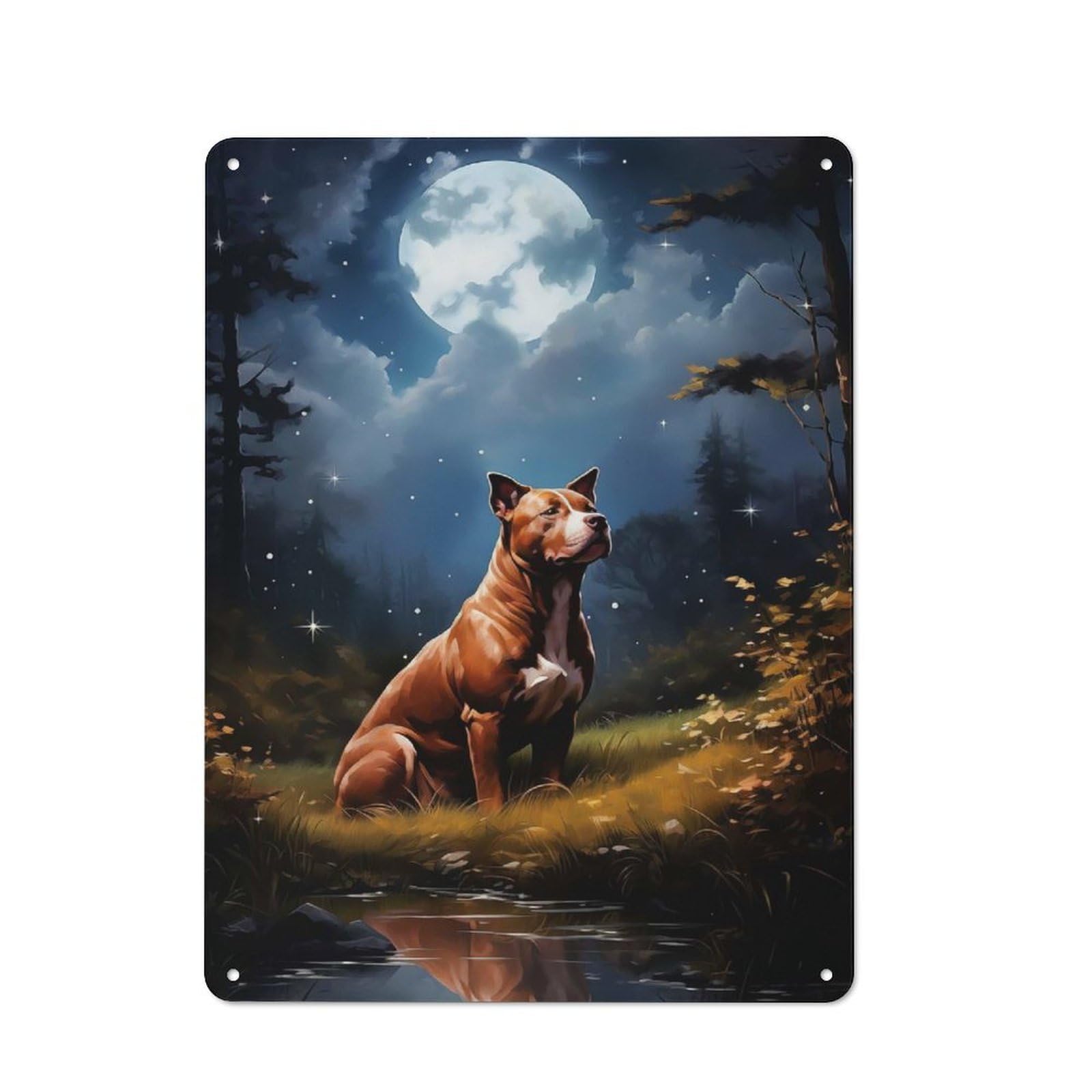 Junmoney Style-8 Metal Plaque 40X30cm With American Pit Bull Terrier For Hallway Wall, Rustic Decor, A Metal Wall Feature For Hallways And Entrance Areas