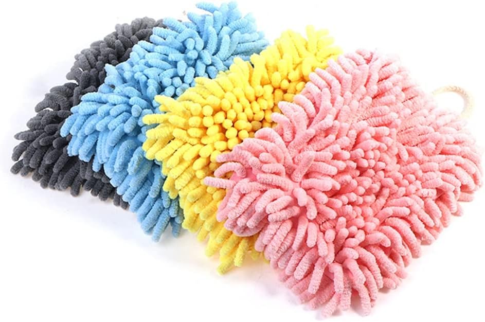 Hand Towel Kitchen Bathroom Hand Towel Ball with Hanging Loop Fiber Cloth Kitchen Towel(E)