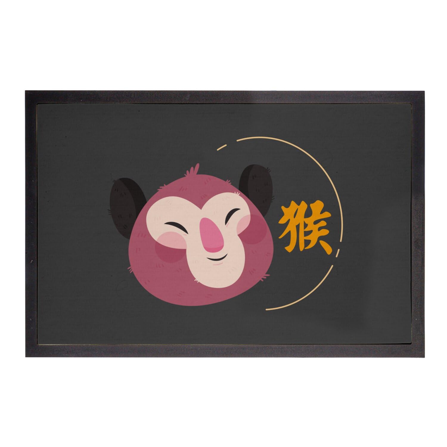 Paillasson noir singe illustration horoscope chinois 75x50 cm tapis entrée déco