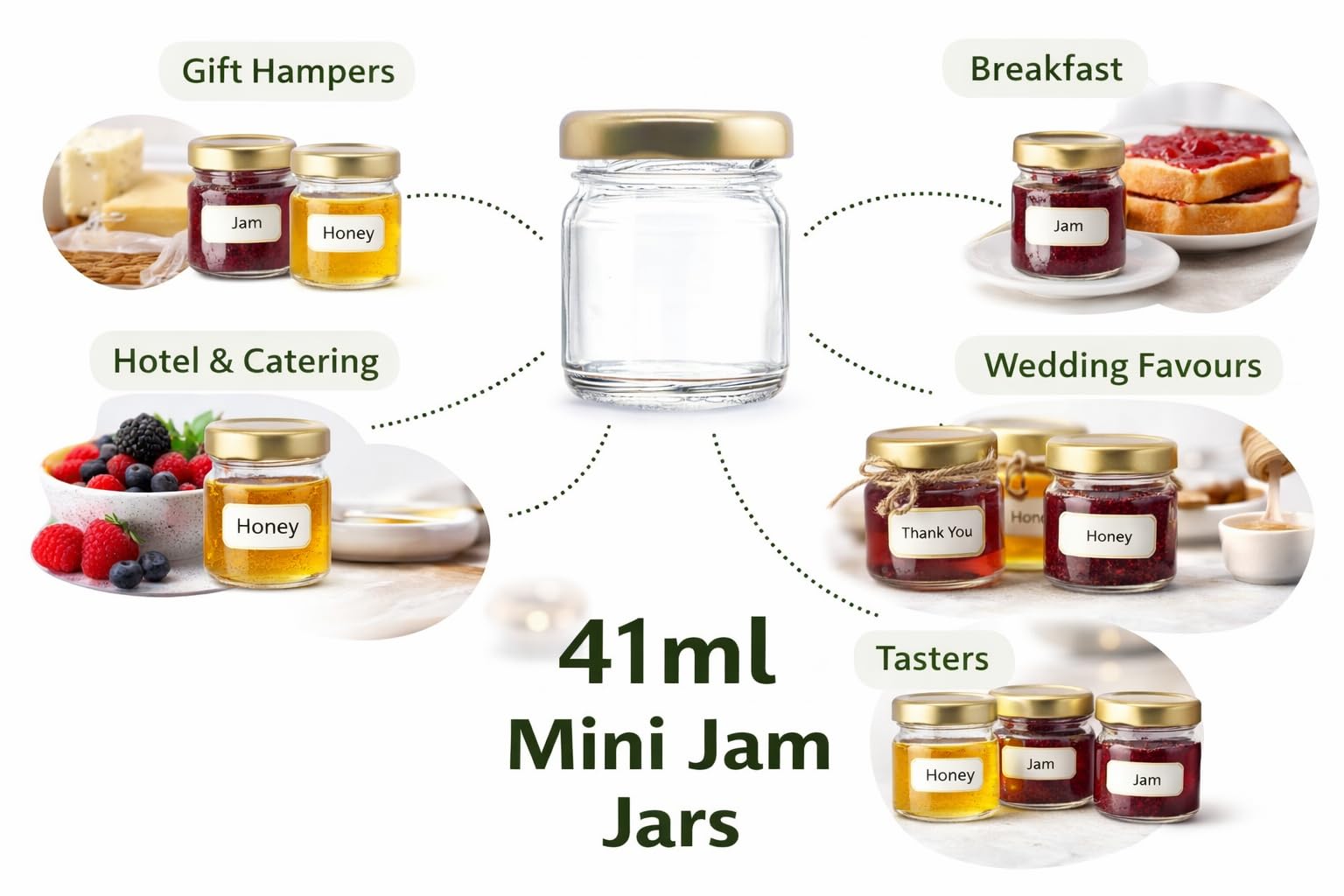 100 x Einmachglaser 41ml., Marmeladenglaser mit deckel golden. Ideal fur kleine geschenke und hochzeitsbevorzugungen. Portionsgrosse fruhstuck.