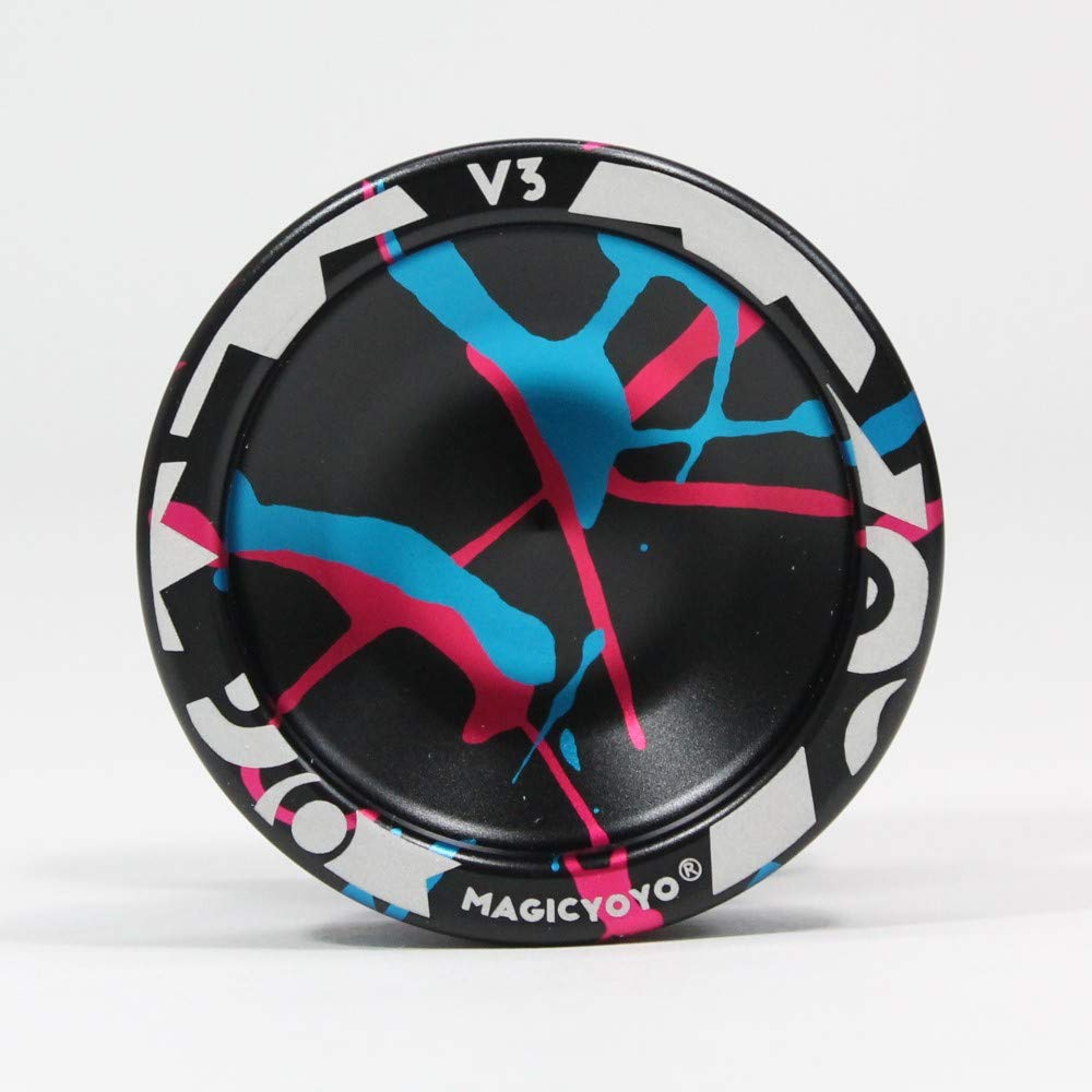 MAGICYOYO V3 Yo-Yo -Beginner to Advanced Aluminum YoYo - Includes Extra Accessory Pack (Black/Pink/Blue)