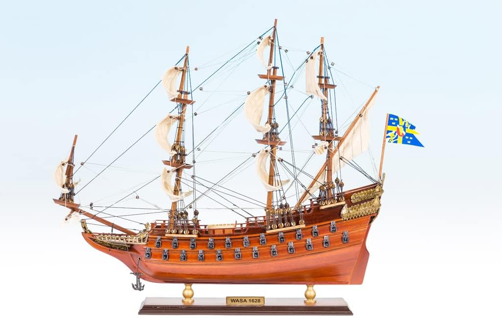 Wasa (Vasa) 19.5" Fully Assembled Model Ship - Wooden, Metal & Linen - 1:153 Scale - Kid - Naval History - Unisex - Not Foldable