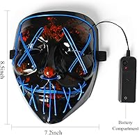 Vista 7 de Máscara de La purga de Halloween, luz LED, máscara de miedo, máscara de cosplay para hombres, mujeres, niños, fiestas de disfraces