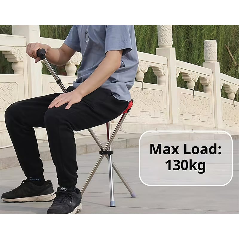 Baston con Asiento Taburete de Marcha para Suzuki S-Cross/Ignis/Baleno | Acero Inoxidable Regulable en Altura, Tripode Portatil Ligero para Senderismo Camping Caza Caminata Adulto Exterior