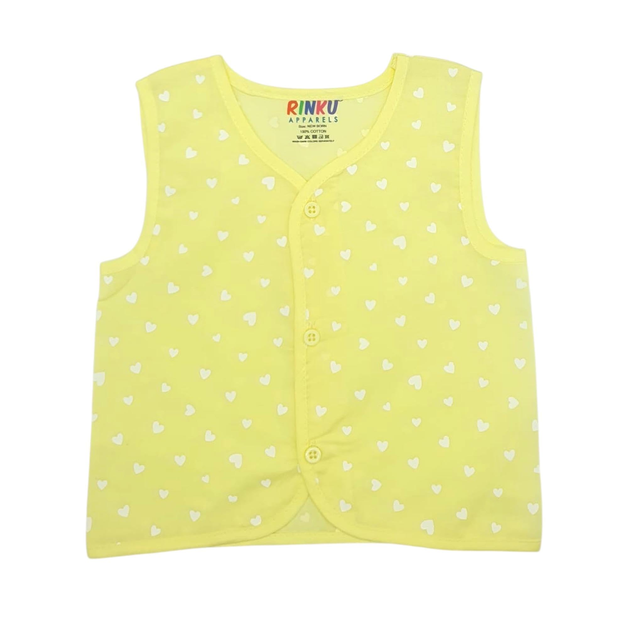 VIRTI MINI ME Soft Cotton Muslin Sleeveless Jhabla for Baby Boys | Regular Fit Vest for Infant Summerwear | Pack of 3 (Any 3) Multicolour 4