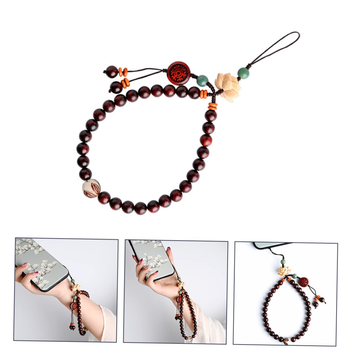 UKCOCO 2 Piezas Cadena De Teléfono Móvil Llavero Con Cuentas Llavero Retro Bolso Cuentas Mano Muñeca Cordón Cadena Seguridad Teléfono Cuerda Colgante Cuerda De Muñeca De