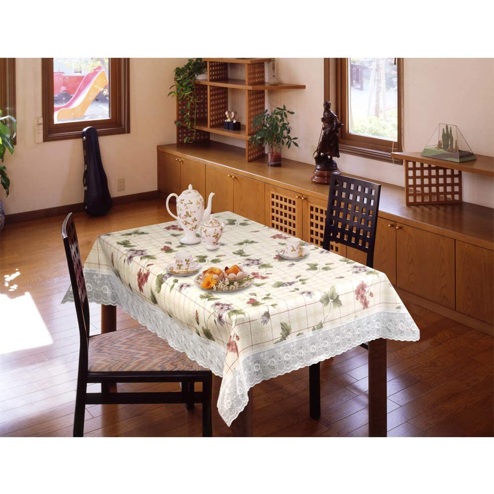 Freelance Tuscany Flannel Backing Waterproof Flowered Rectangular 6-8 Seater Dining Table Cover Cloth Protector, with White-Laced Edges (60 X 90 inches)(Plastic, Pack of 1) (B089QQHCQN) Amazon Price History, Amazon Price Tracker