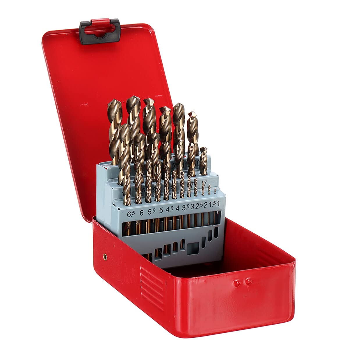 VIDOO 13/19/25 SZT HSS 1-13mm M35 Zestaw Wierteł Kobaltowych Kręte do Metalu Stali-25Sztuk