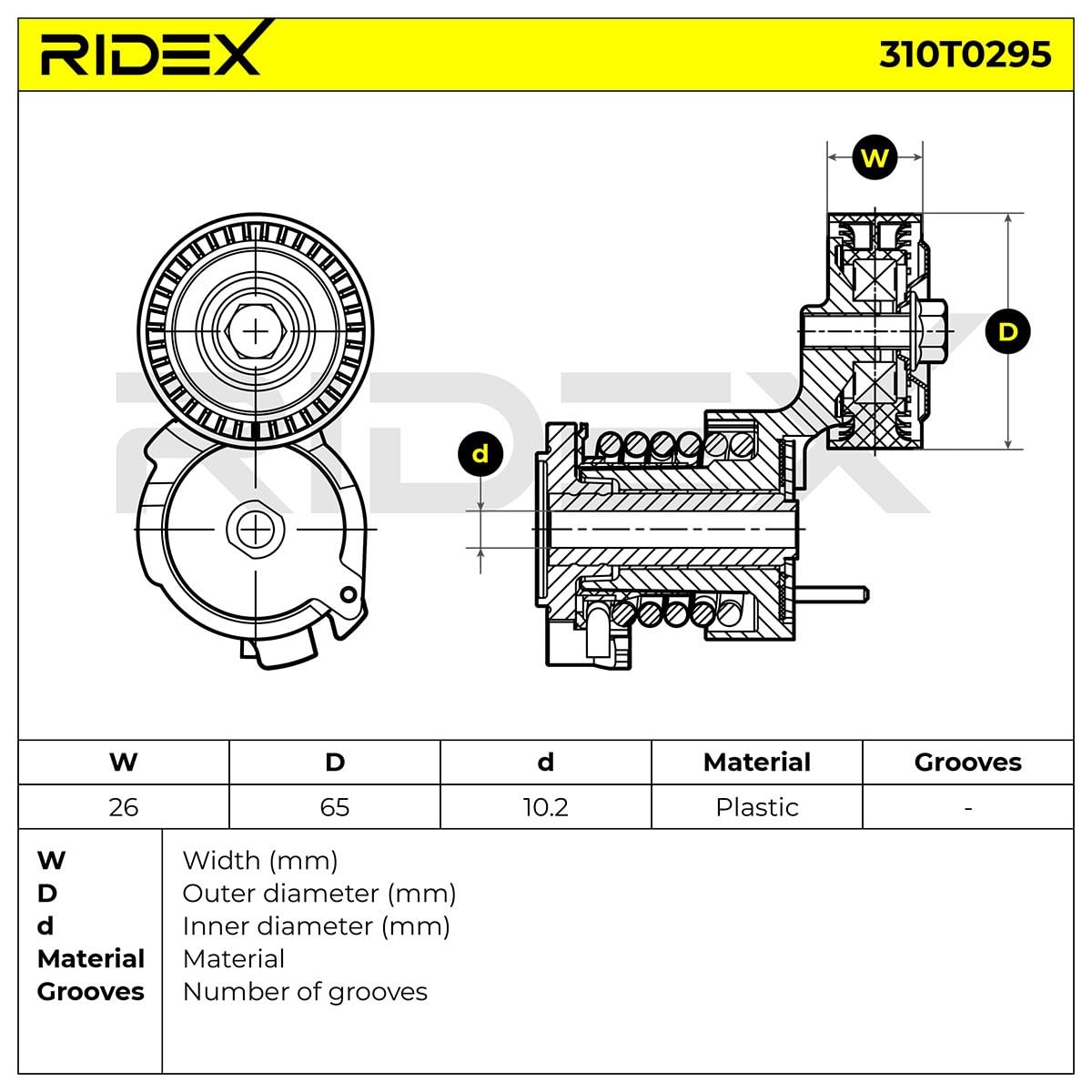 RIDEX 310T0295 Rullo tenditore cinghia Poly-V Compatibilità con VW Polo Hatchback 6R1, 6C1