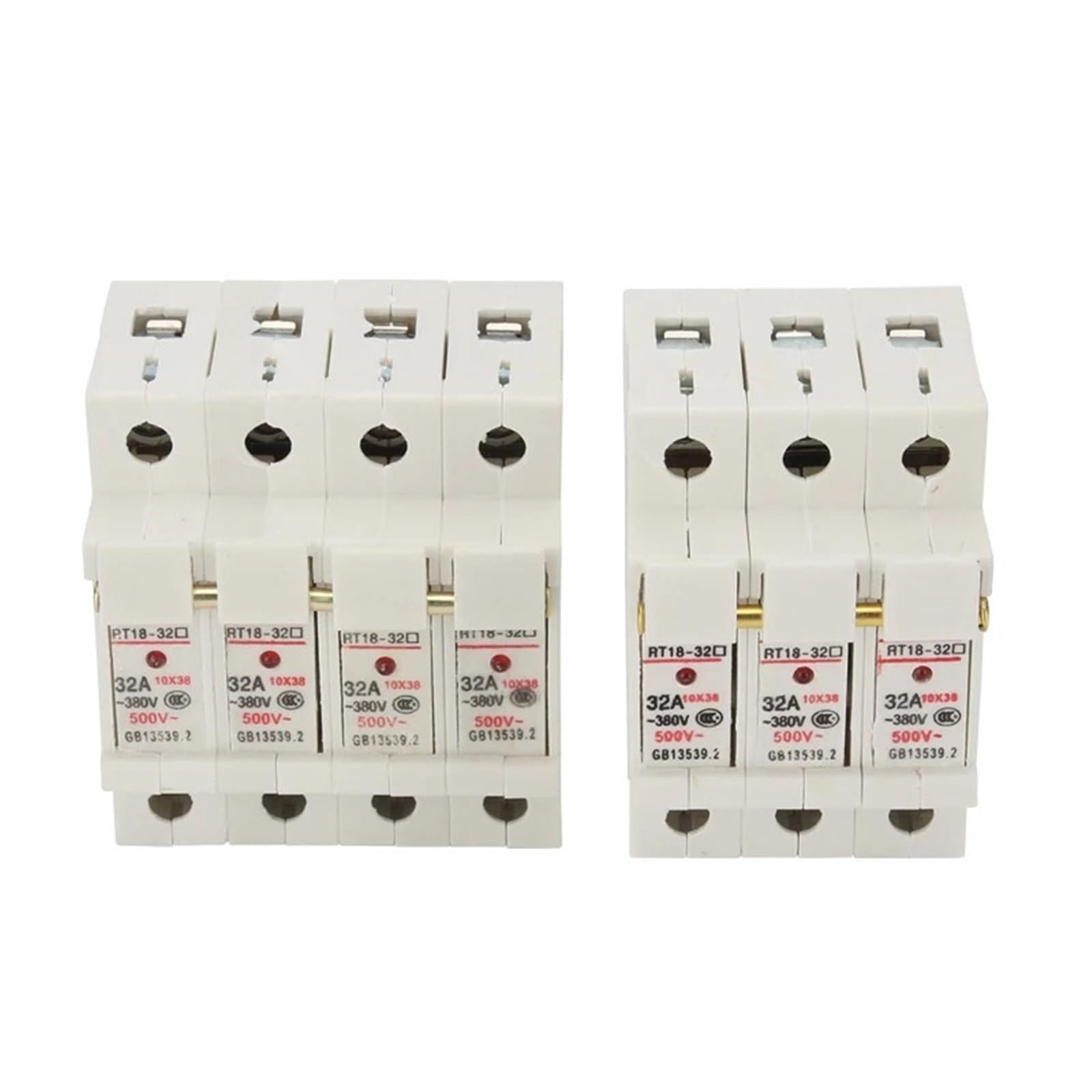 1P 2P 3P 4P RT18-32X AC ~ 380V Porte-fusible en cuivre 500 V 10 x 38 mm Montage sur rail DIN avec fusible 1 pièce (8A, 3P)