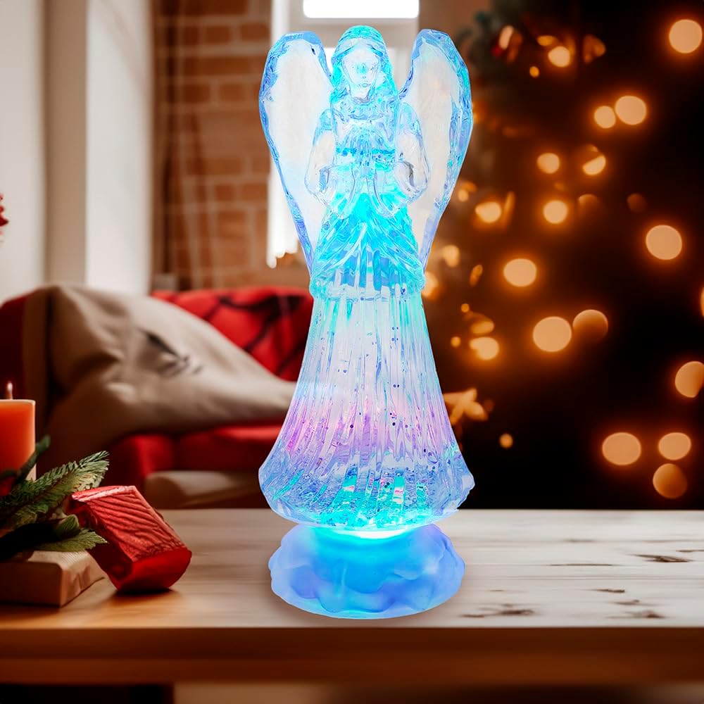 Kurt Adler 10.5-Inch Battery-Operated LED Light-Up Angel with Water Table Piece - Image 2