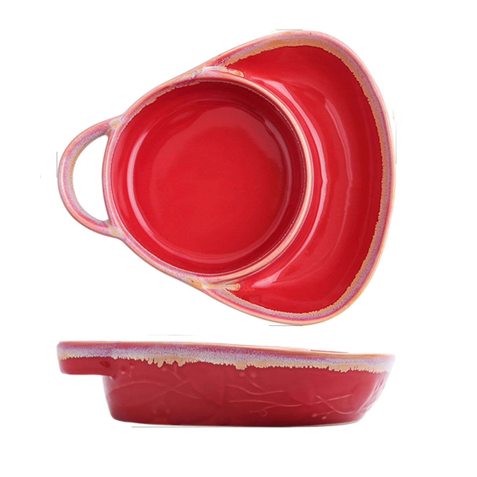 Assiettes à dîner divisées, assiette de contrôle du régime, assiettes, divisée en céramique 8 pouces, vintage avec poignée, 2 compartiments