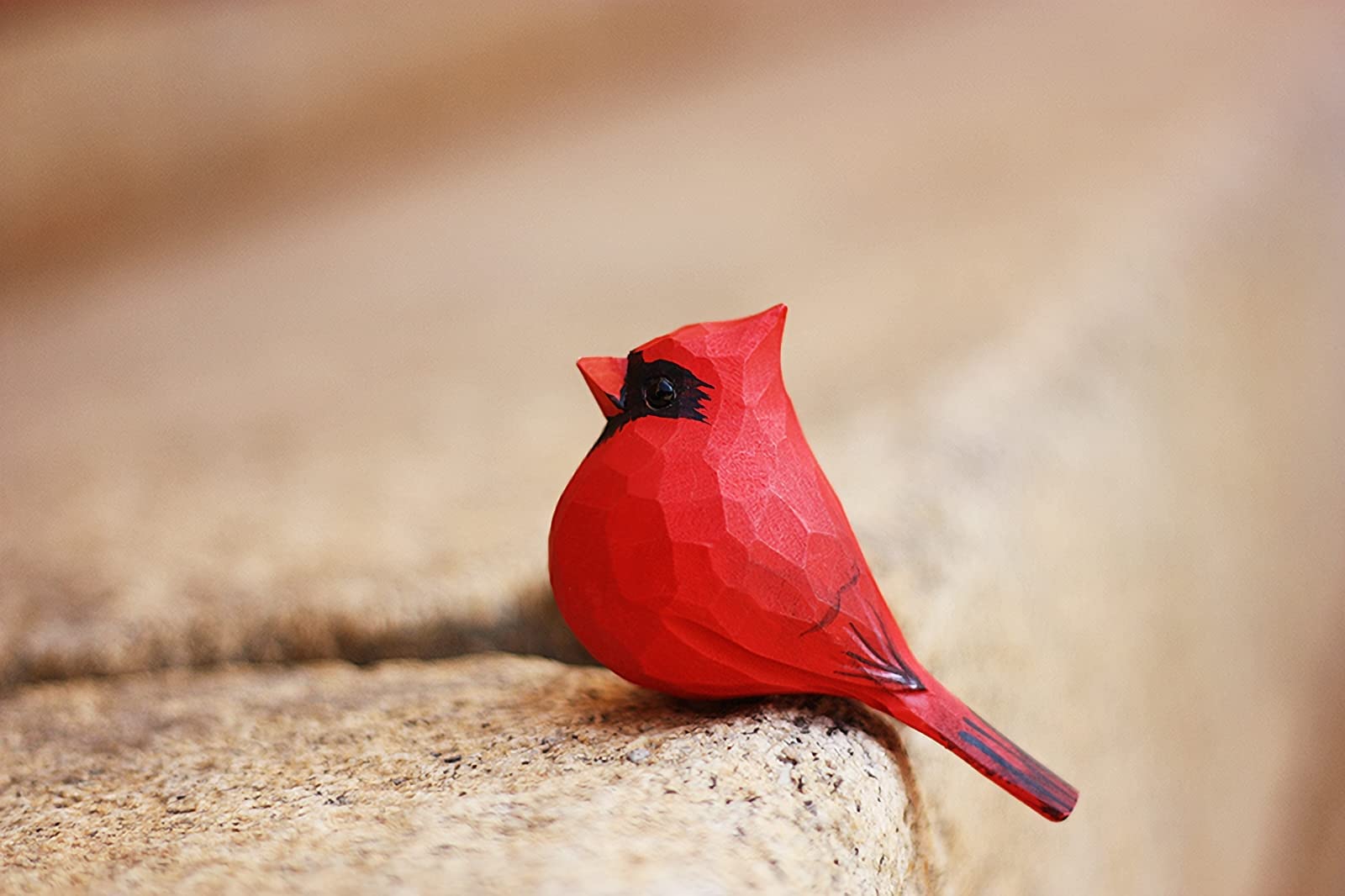 TALKLEK Wooden Northern Cardinal Bird Figurine Hand Carved Wooden
