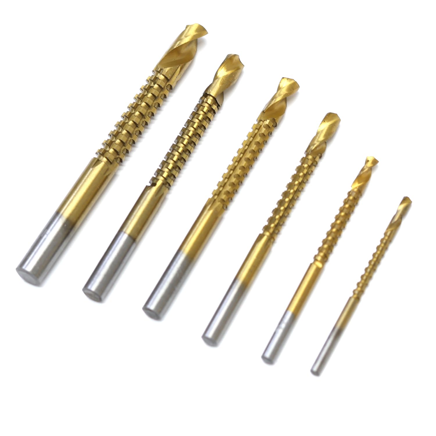 WEITARI 6pcs Drill Bits Serrated Cobalt Drill Bit Set Spiral Screw Metric Composite Tap Drill Bit Tap Twist Drill Bit Set Power Tool Accessories
