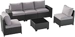 Aoxun Patio Furniture Set, Outdoor Patio Furniture Sets with 4in Thicken Cushion, Widen Armrests Wicker Outdoor Sectional for Backyard