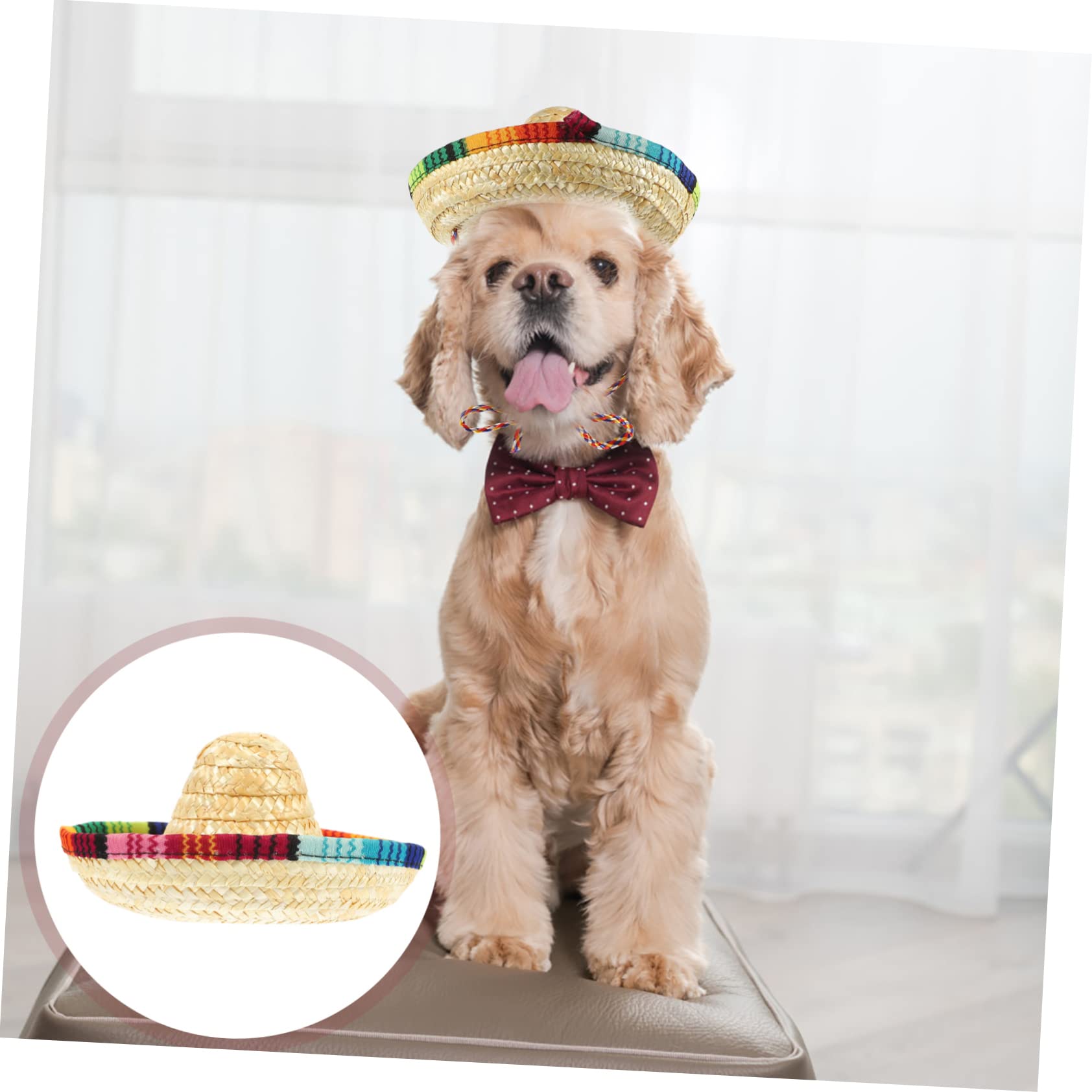 TOYANDONA 10piezas Sombrero para Mascota Cómodo y Ajustable para Perros y Gatos Diseño Decorativo para Fiestas y Eventos De Verano Sombrero para Cachorro Estilo Mexicano Protección Solar Par