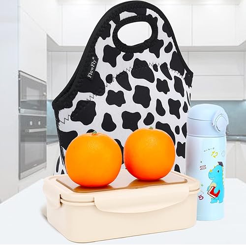 Miniatura 7 de FlowFly Neoprene Kids Lunch box Insulated Soft Bag Mini Cooler Thermal Meal Tote Kit for Boys, Girls,Men,Women,School,Work, Office, Cow