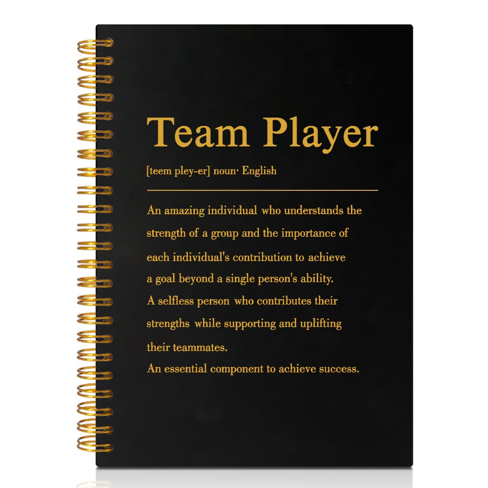 PUVOXHO Team Player Definition 160 Blank Pages Spiral Notebook, Teamwork Gifts for Staff, Leader Appreciation Gifts, Thank You Presents for Female