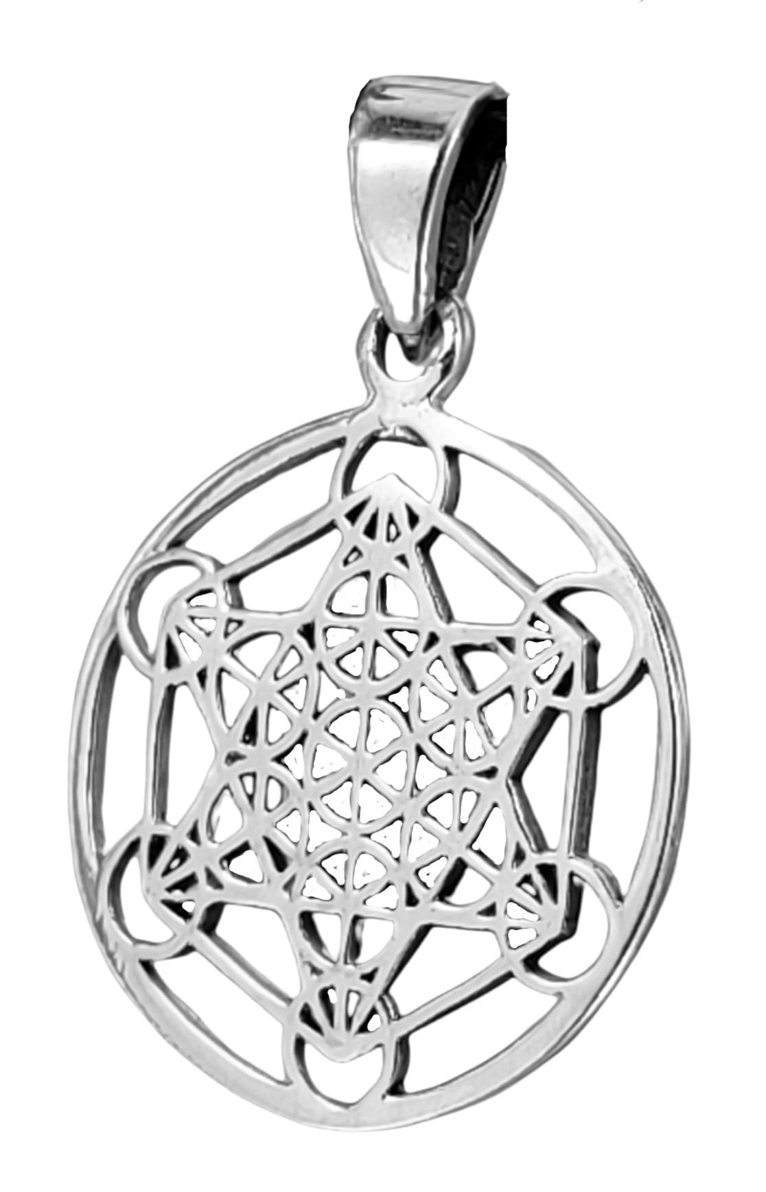 Pendentif cube de Métatron en argent sterling 925 n° 402, Argent sterling