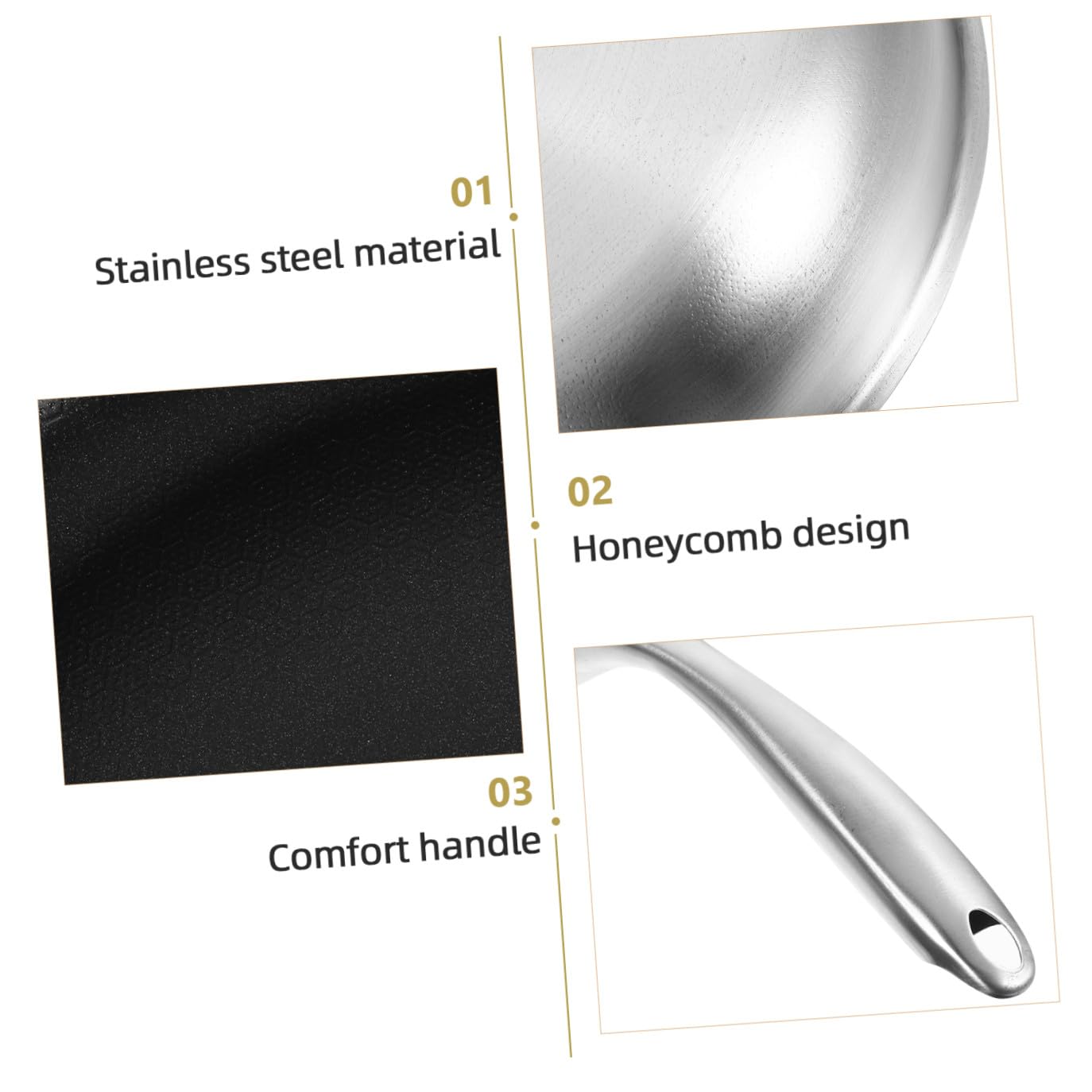 Ipetboom Padella 28 CM in Acciaio Inox Struttura a Nido d'Ape, Manico Isolante, Antiaderente, Adatta per Friggere Uova e Patatine su Fornelli Elettrici, per Cucine Domestiche