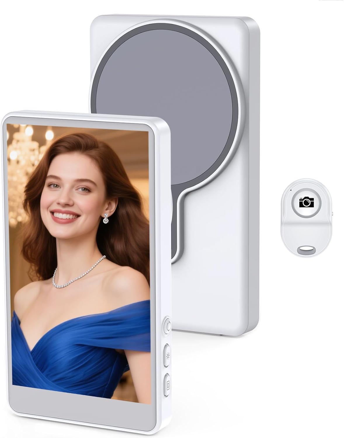 Selfie Monitor Screen for iPhone Magnetic Mount Vlog Live Stream Rear Connection with Remote Control, Compatible with iPhone （Not Support iPhone 17(White)