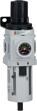 PneumaticPlus PPP3-N03BDG Compressed Air Filter Regulator Piggyback Combo 3/8" NPT, 5 Micron, Poly Bowl, Auto Drain, Bracket, Embedded Gauge