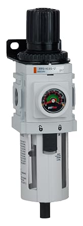 PneumaticPlus PPP3-N02BG Compressed Air Filter Regulator Piggyback Combo 1/4" NPT High Flow, 5 Micron, Poly Bowl, Manual Drain, Bracket, Embedded Gauge