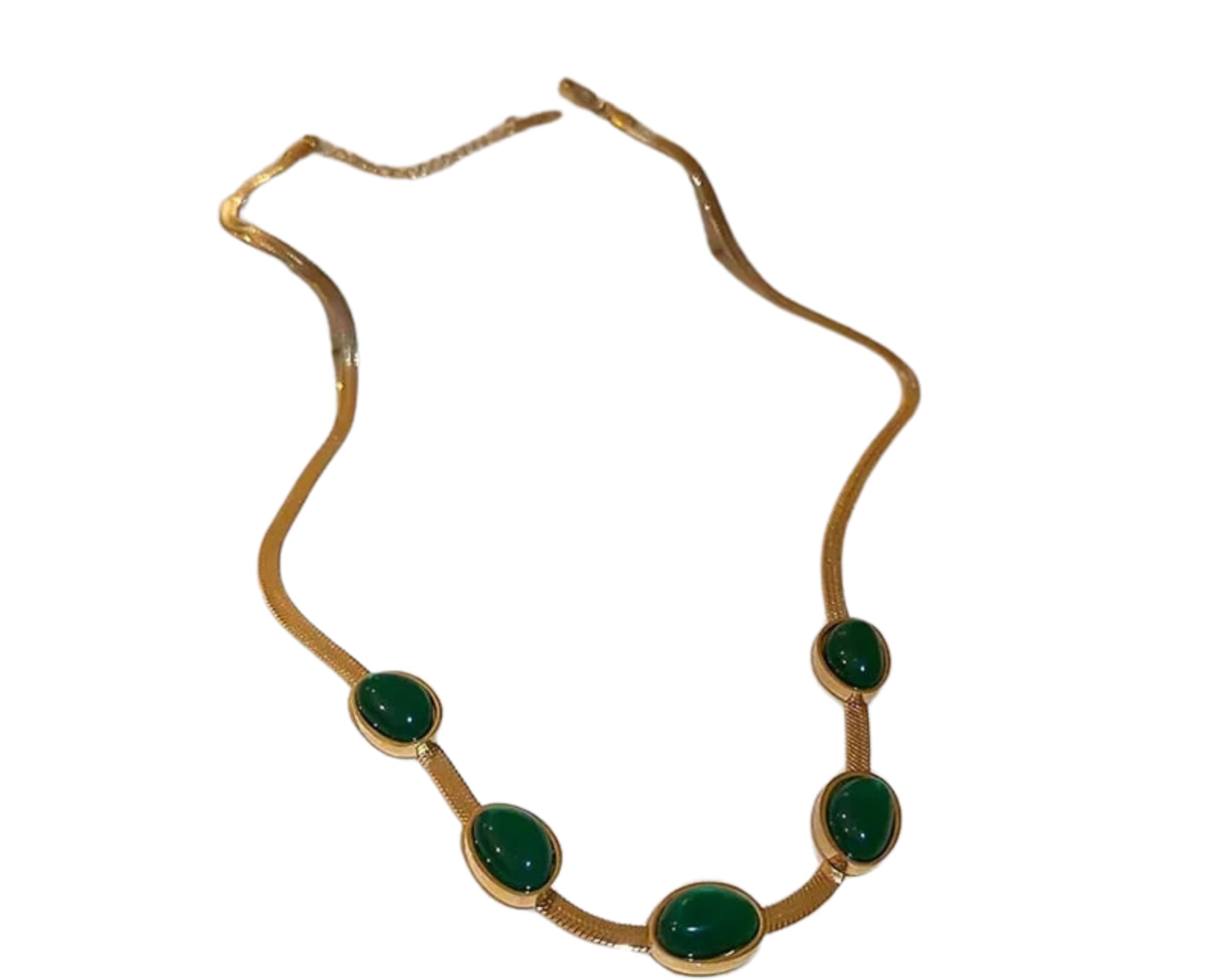 Emerald Color Necklace, Earrings And Bracelet-image-38