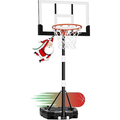 WIN.MAX Kids Basketball Hoop 29 in Backboard, 3.2 to 7.2FT Adjustable Height, Swimming Pool Basketball Hoop Outdoor for Kids/Adults Indoor Outdoor