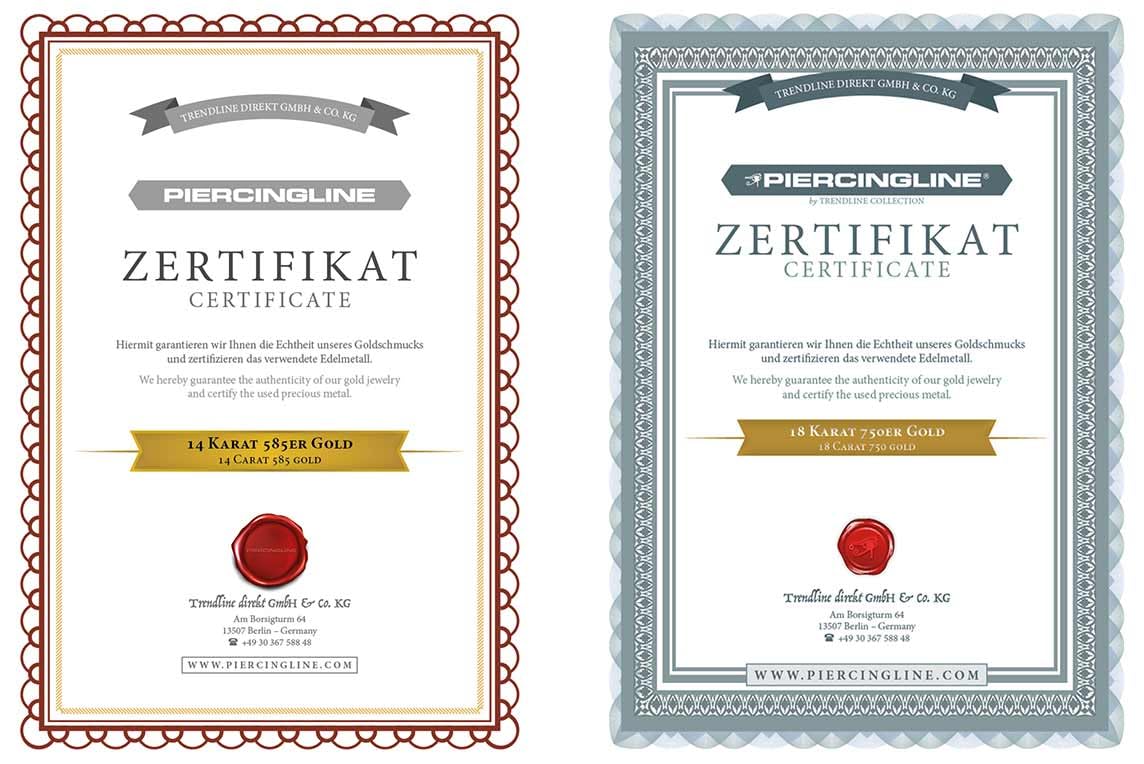 PIERCINGLINE 14K Gold Klemmkugel 585er Gold - Roségoldfarben, Goldfarben, Silberfarben