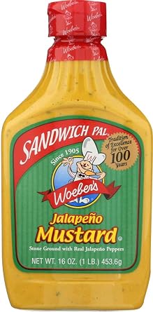 Woebers Sandwich Pal Jalapeno Mustard 16oz Pack of 12
