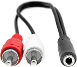 KnnX 28052 - Câble Audio bidirectionnel 20cm - Jack 3,5mm stéréo Femelle vers 2 x RCA mâle Phono - Casque Ecouteur Bluetooth Transmetteur Ligne