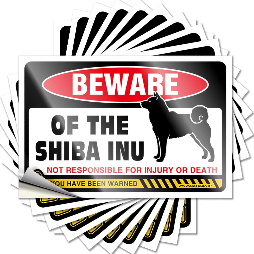 Fzfn Colour Motivational, Stickers Window Beware Of Shiba Inu | Quick Backyard Bar Decor(12X18cm)