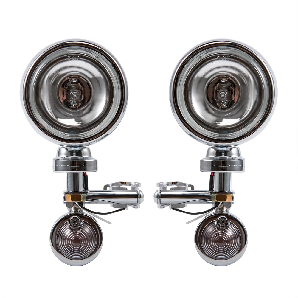 1 Ensemble Chromé Feux Additionnels Moto Phare Additionnel Moto Led Clignotants Avant Compatibles Avec Shadow VT 750 1100 VTX 1, etc