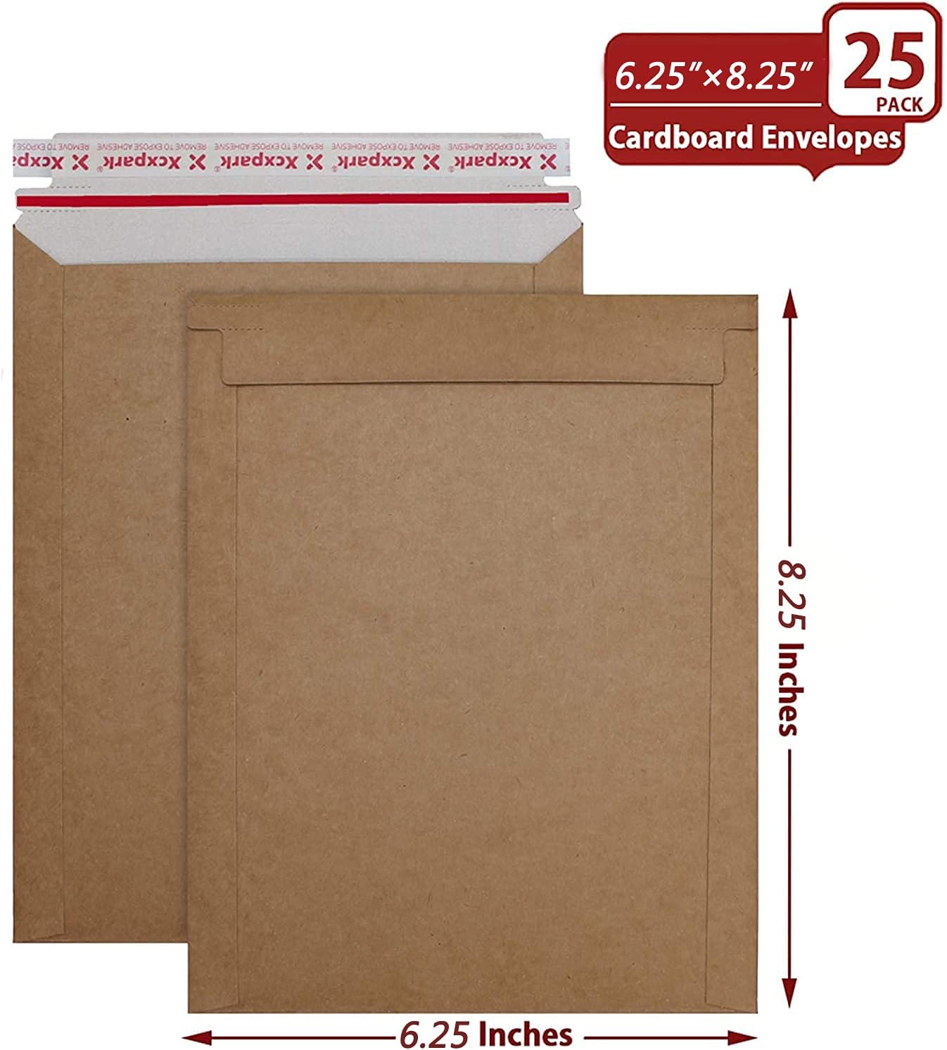 25 Pack Brown Kraft Rigid Mailers, 6.25 x 8.25 inches Self Seal Photo Document Mailers Premium Cardboard Keep Flat Envelopes for Photos, Pictures, Papers, Files, CD - Image 2
