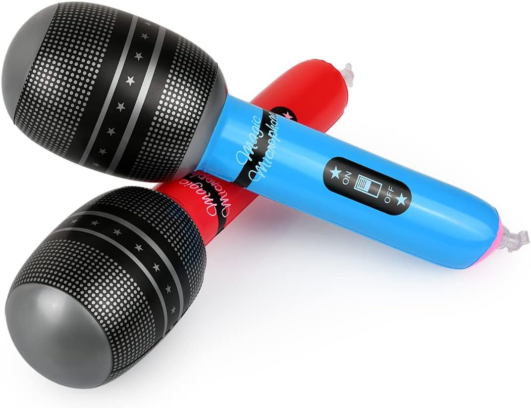 DS. DISTINCTIVE STYLE Inflatable Microphones 6 Pieces 10-Inch Blow up Microphones 80s 90s Party Favors Performace Photo Props Random Colors