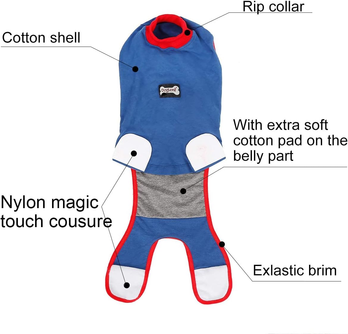 IDOMIK Dog Recovery Suit for Female Spay, Adjustable Anti-Licking Dog Post Surgery Onesie, Male Female Dog Neuter Spay Suits - Image 4