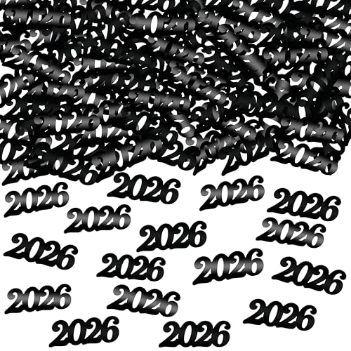 Image of KatchOn, Shiny Black Grad Confetti 2026 - Pack of 500 | Graduation Confetti Class of 2026 Decorations | 2026 Graduation Decorations | Prom Decorations 2026