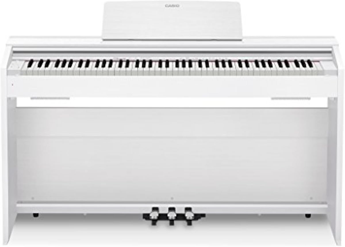 Privia PX-870 – Piano digital de consola contrapesado de 88 teclas | Teclas de acción de martillo escaladas Tri-Sensor II| Diseño elegante | Potente sonido de 4 parlantes de 40 W, reproducción de conciertos, USB-MIDI | Blanco