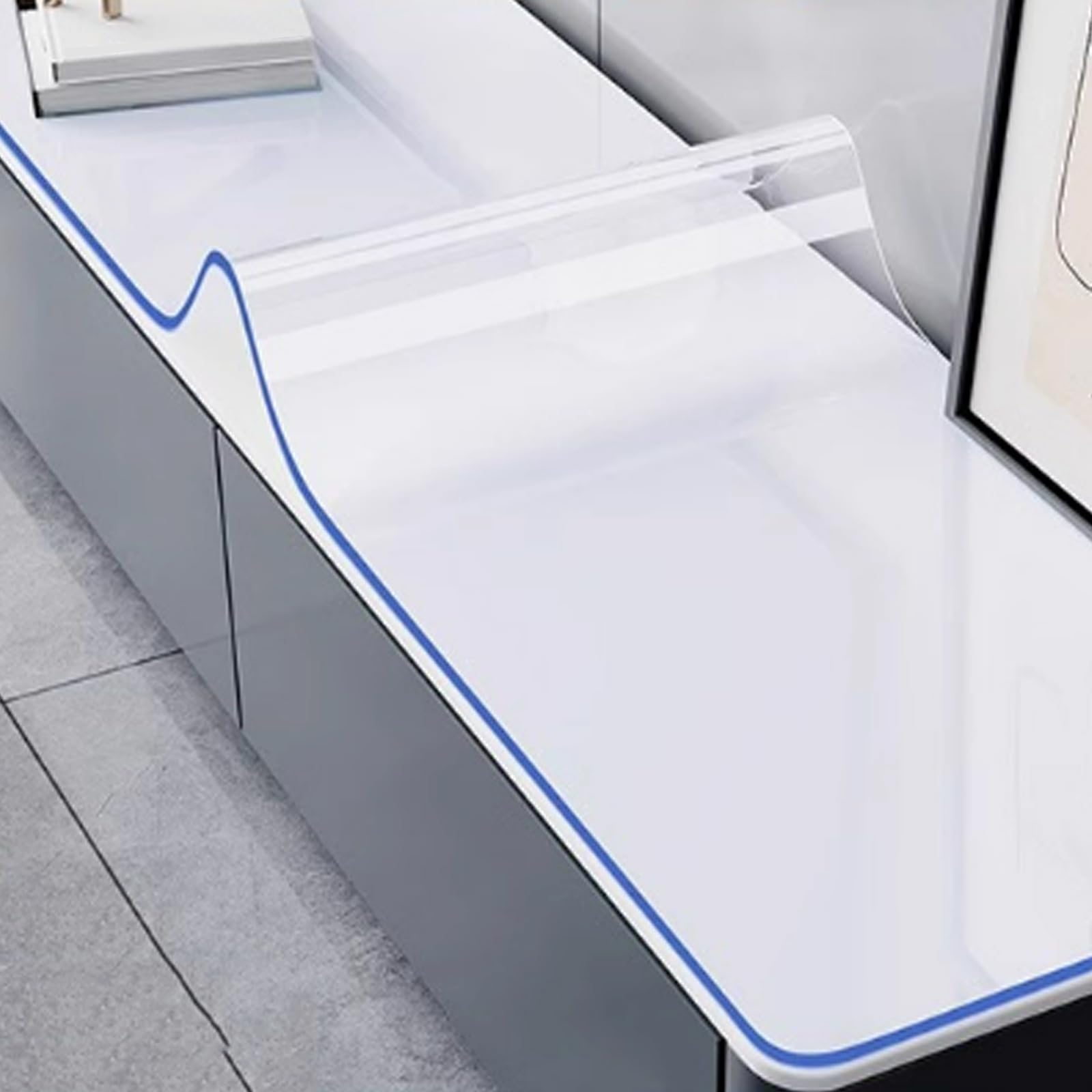 PVC Clear Table Protector 3mm PVC Table Cover Protector Rectangular 65 Degree Bevel Multiple Sizes(75x150cm/30x59in)