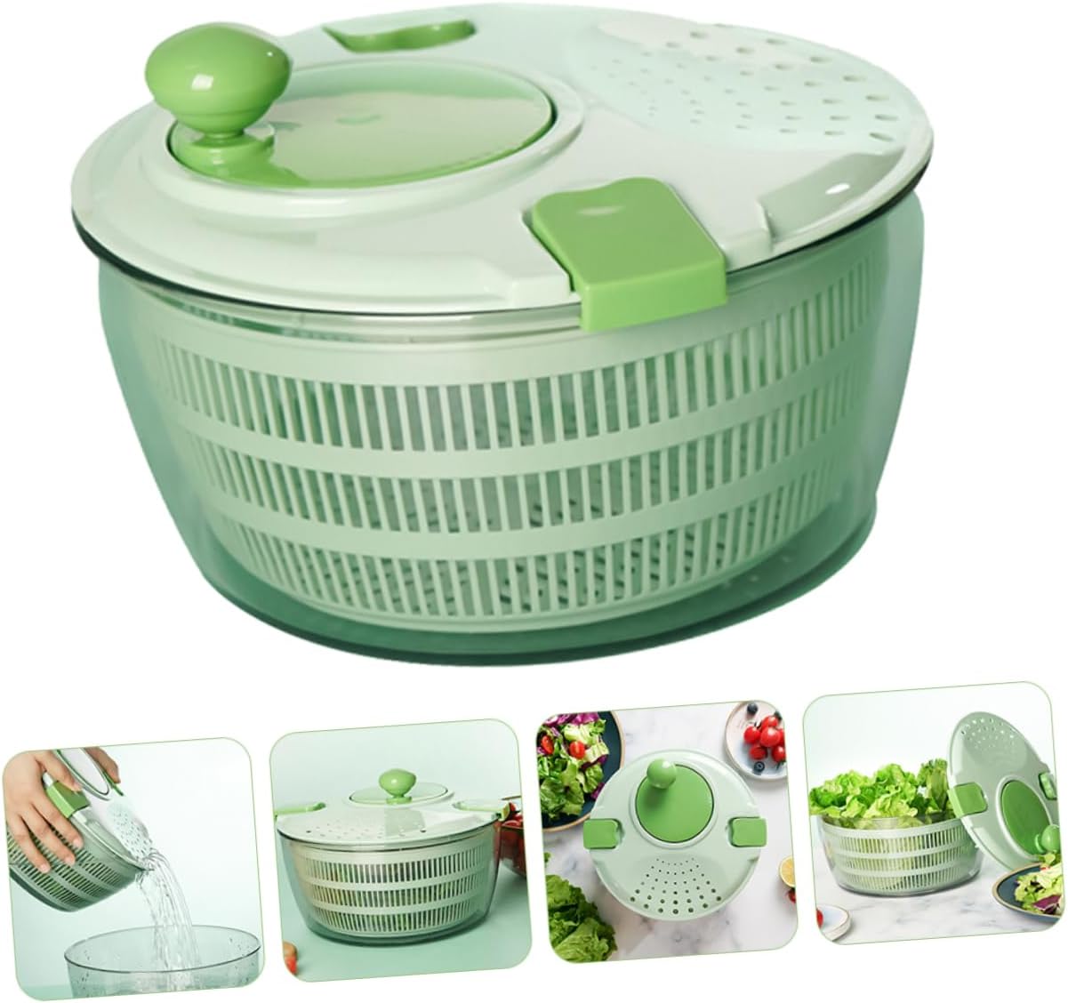 SOLUSTRE Veggie Cleaner Salad Spinner Multi-function Dryer Easy Operation Dishwasher Safe