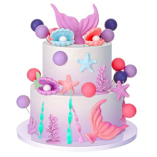 Mermaid Cake Topper, 40 Pcs Under the Sea Cake Decorations