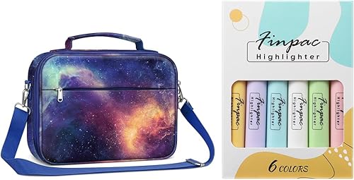 FINPAC Funda grande para Biblia Galaxy con correa para el hombro + paquete de 6 resaltadores estéticos Morandi de la Biblia