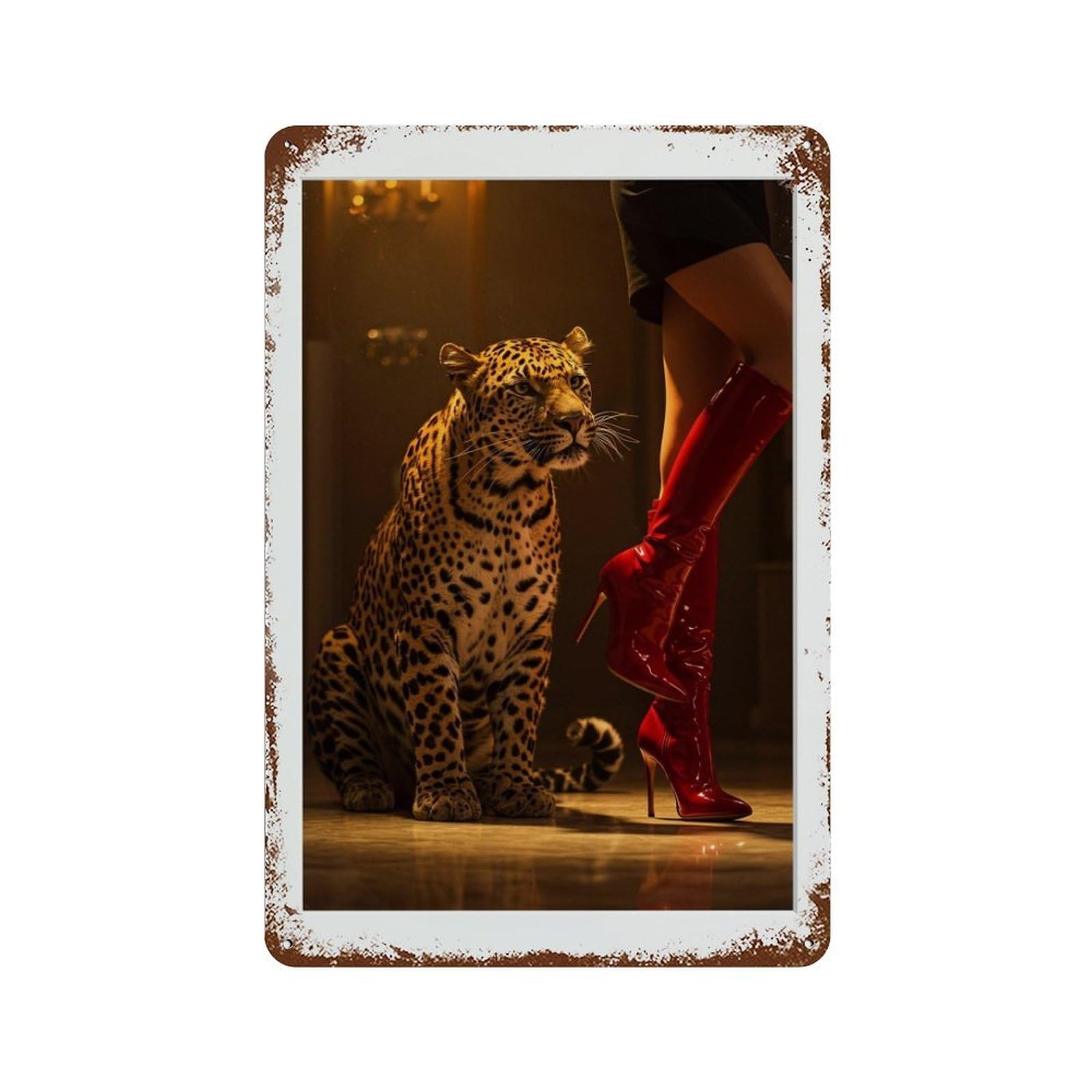 xiaoxiaoshen Leopard Photography Wall Decor Art Metal Tin Poster Modern Home Decor Art Home Bar Shop Decorations Vintage Sign 30x20cm