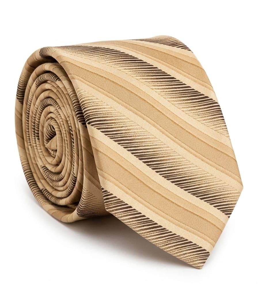 Paranoia Men's Beige Striped Tie Set | Perfect for Formal and Casual wear-image-23
