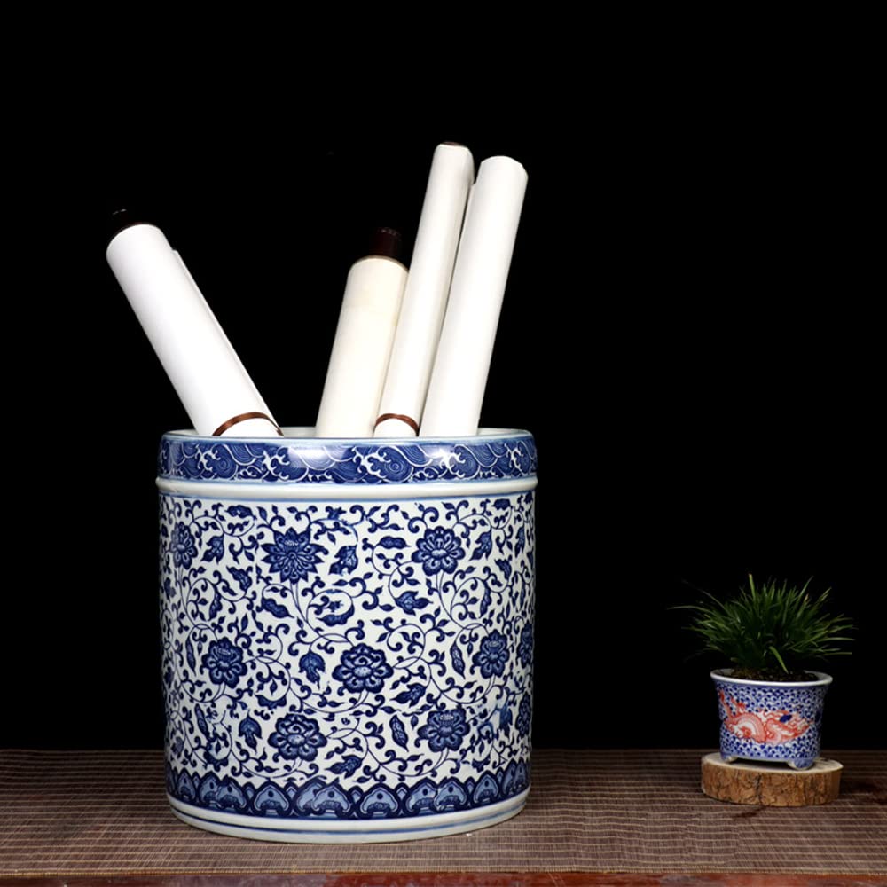 DFGHNBVC Ceramic Planter Pots - Reel Cylinder Storage Cylinder Porcelain Decorative Flower Pots Indoor Plant Container With Drainage Hole Desktop Small Flowerpot Indoor Home Decor,Without Holes