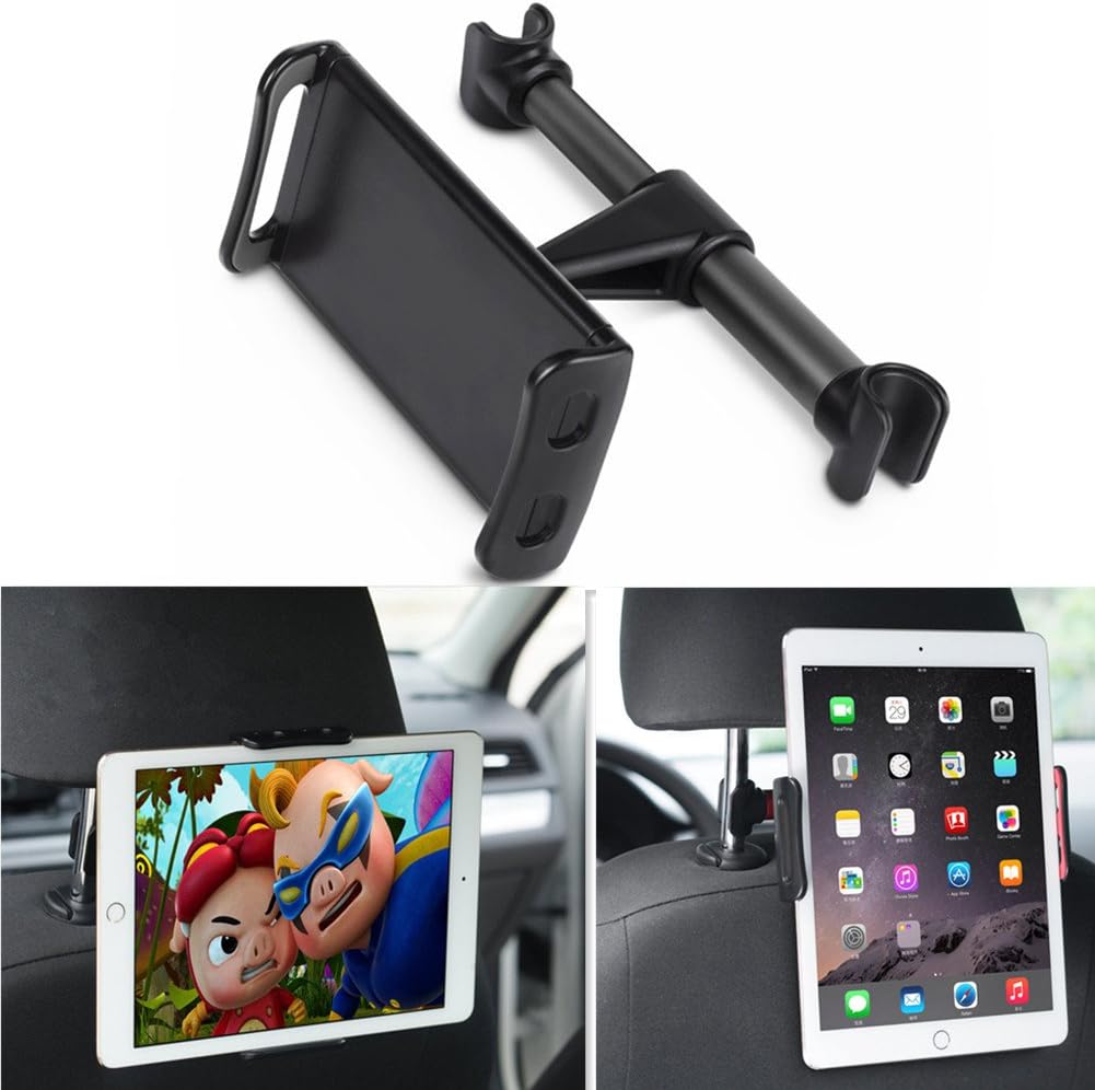 Car Headrest Mount, DLIUZ Universal Car Seat Tablet Mount Holder for iPad, Samsung Galaxy, Nintendo Switch, Fits All 4'' - 10.5'' Smartphones and Tablets (Black)