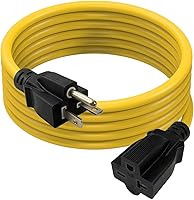 ENERGYPRO 15 Ft 12 Gauge Heavy Duty Outdoor Extension Cord NEMA 6-20P to 6-20R 20A 250V SJTW Yellow Weatherproof