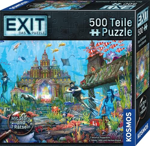 KOSMOS 683962 EXIT® - Das Puzzle Der Schlüssel zu Atlantis, 500 Teile Puzzle, für Erwachsene und Kinder ab 10 Jahren, Escape Room Puzzle für Einsteiger mit Rätseln