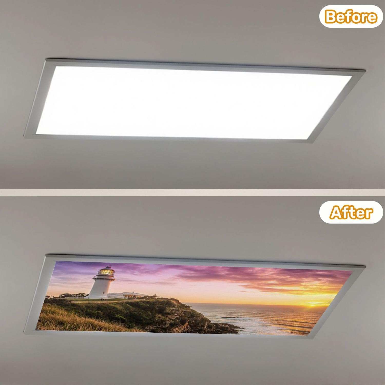 Fluorescent Light Covers for Ceiling Lights Cape Byron Lighthouse New South Wales Australia Dramatic Easy to Install Magnetic Light Filter for Classroom Office Hospitals School Home Decor